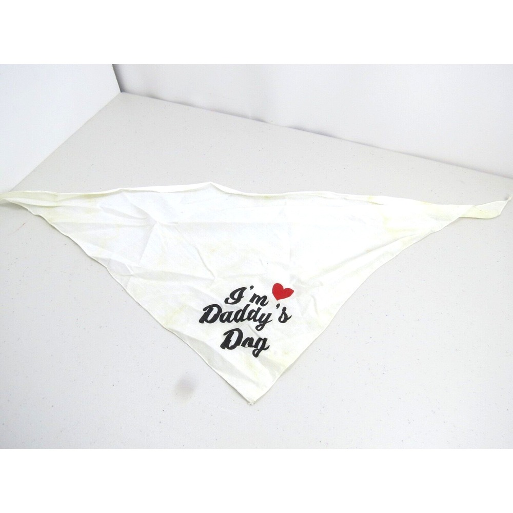 Vintage Dog Bandana I'm Daddy's Dog Love Heart 30 Inches Long White